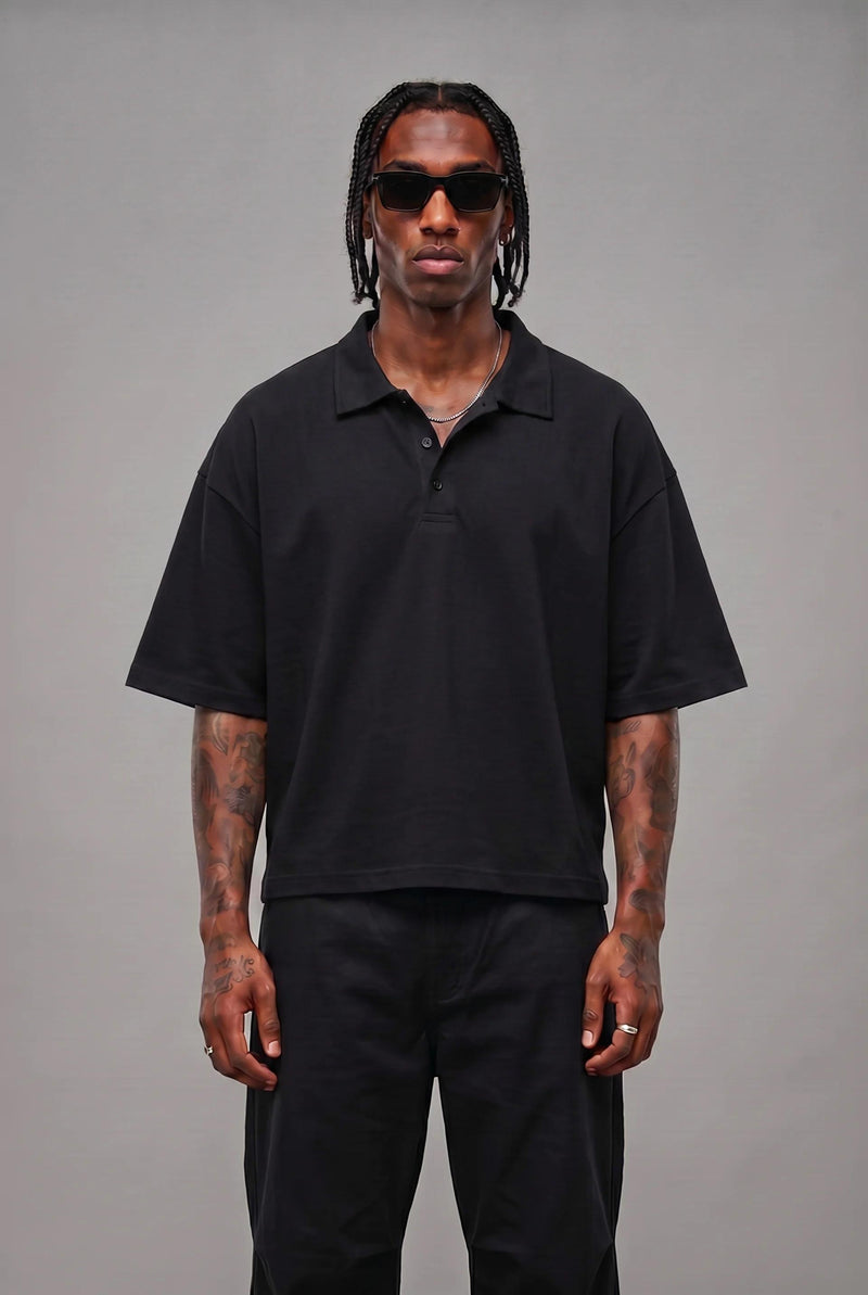 Polo Over Cropped Black