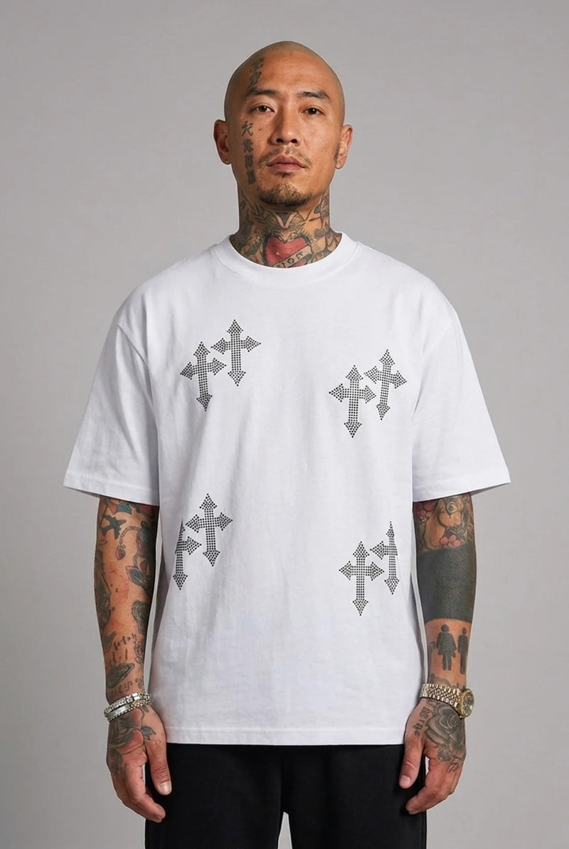 T-Shirt Diamond Crosses White