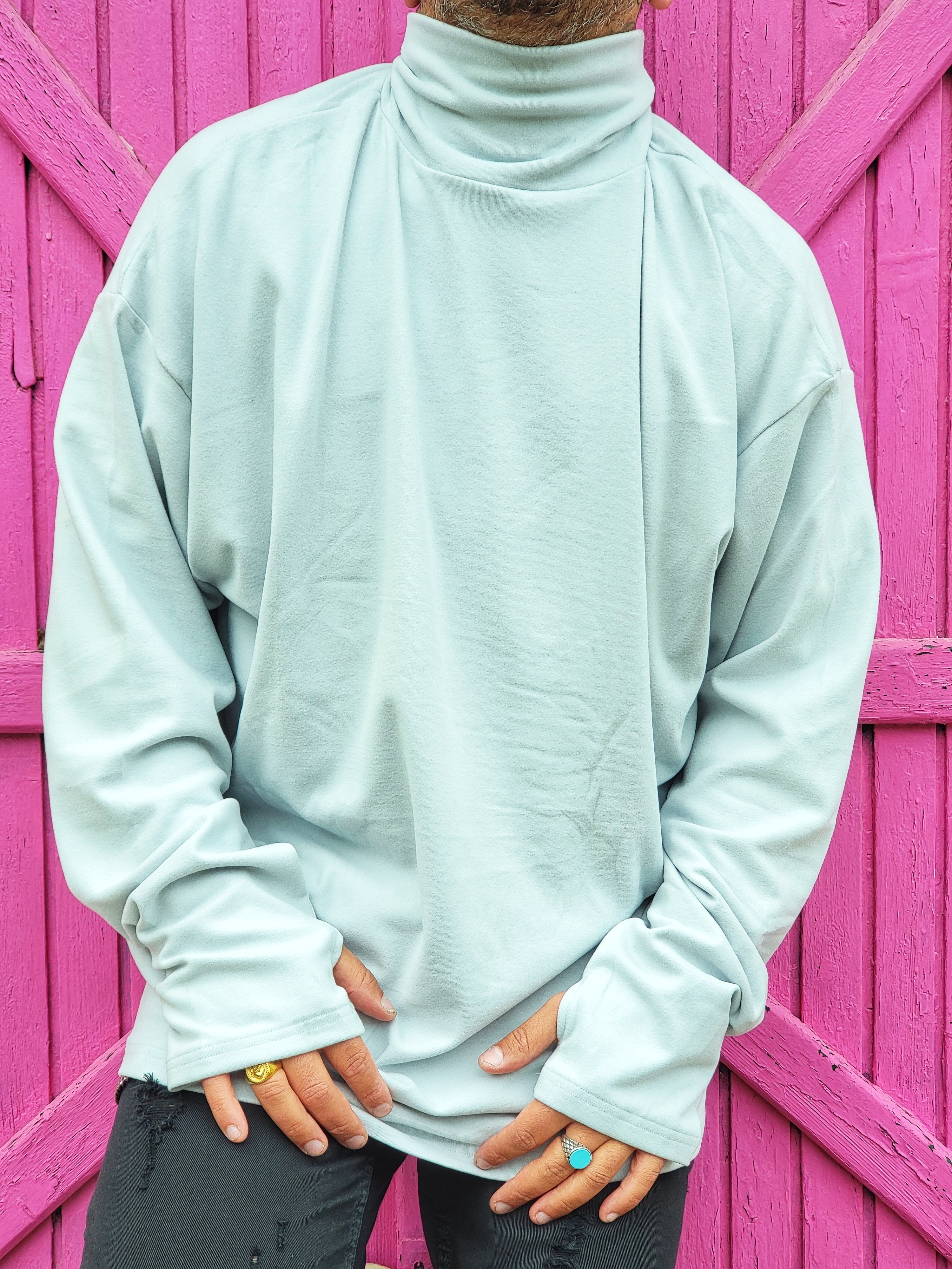 Felpone Collo Alto Water Green