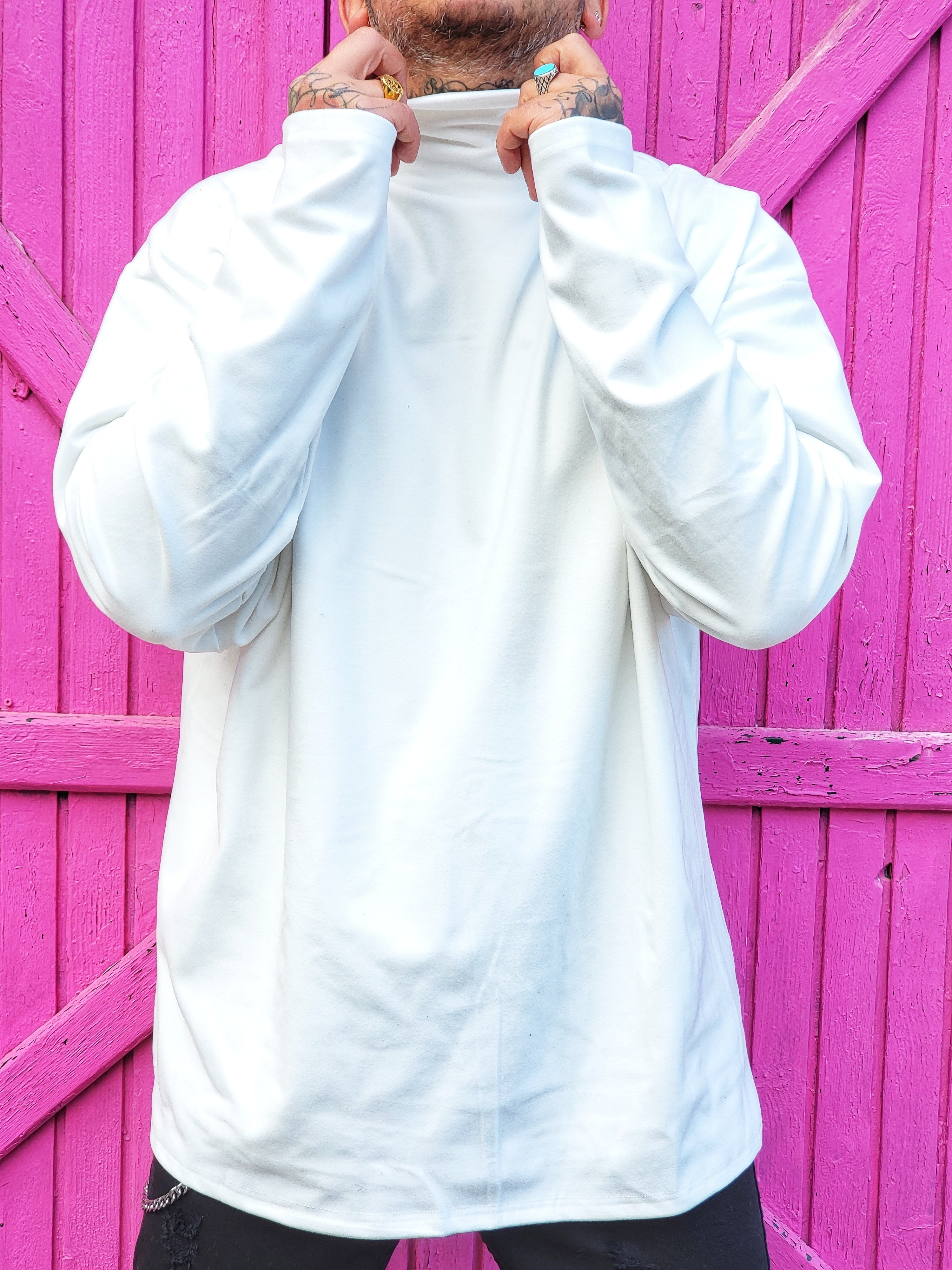 Felpone  Collo Alto White