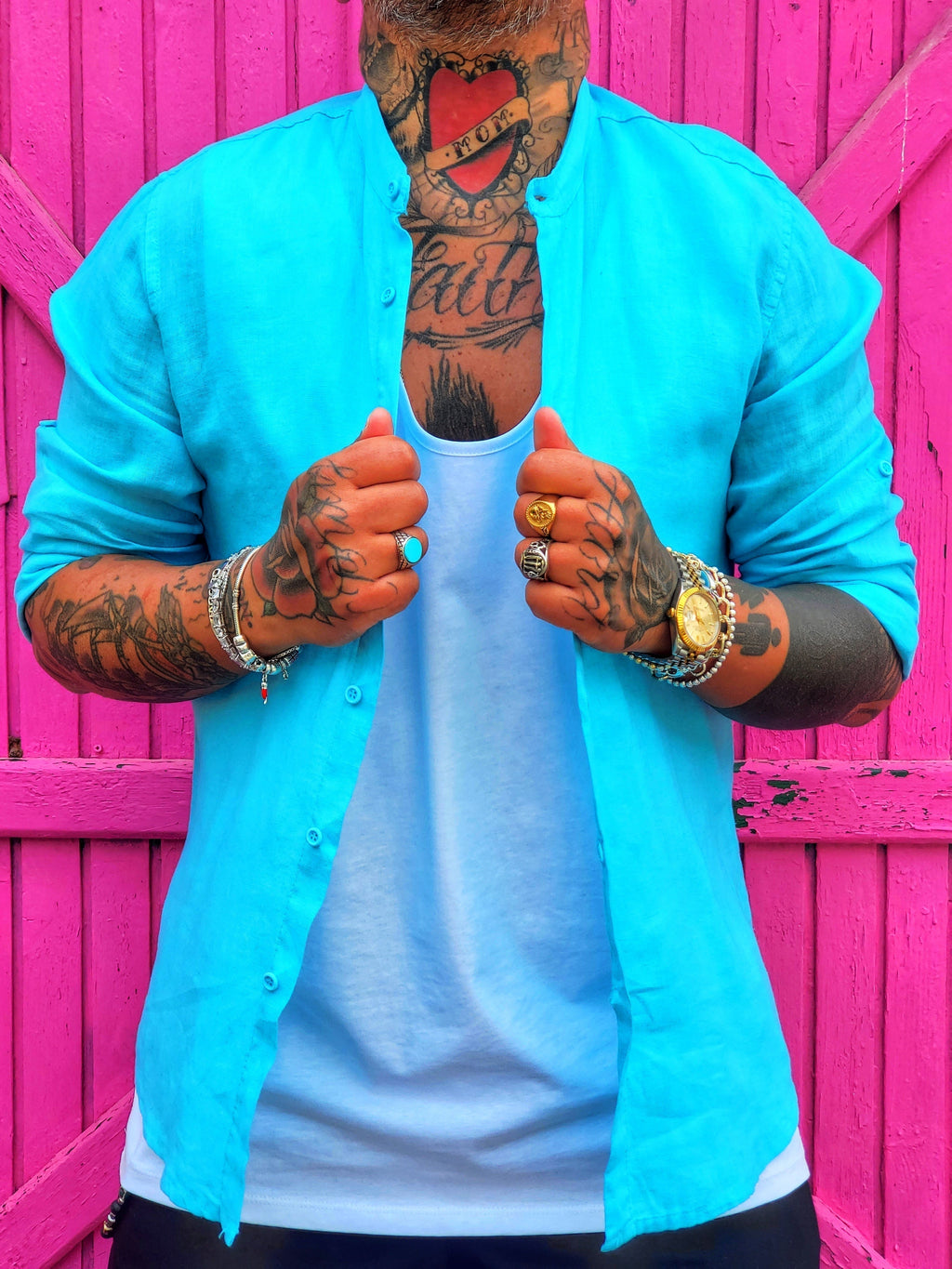 Camicia Lino Turchese