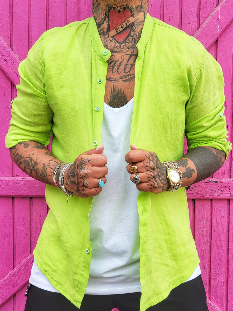 Camicia Lino Verde Mela