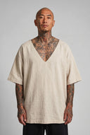 T-shirt Lino Scollo Over Beige