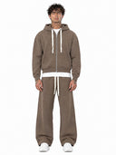 Completo Tuta Felpato Zip Fango