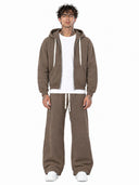 Completo Tuta Felpato Zip Fango