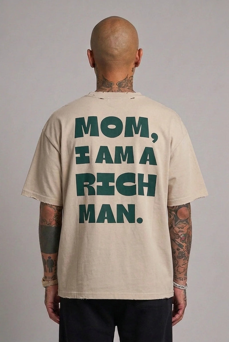 T-shirt Sfrangiata Rich Man Beige