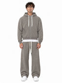 Completo Tuta Felpato Zip Cemento