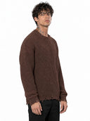 Maglione Girocollo Sfrangiato Brown