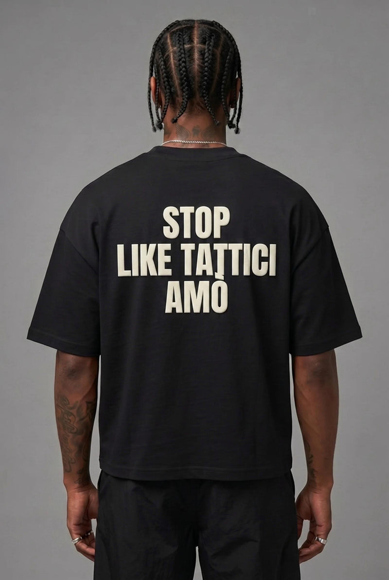T-Shirt Stop Like Tattici Amo Black Cream