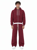 Completo Tuta Felpato Zip Borgogna