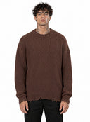 Maglione Girocollo Sfrangiato Brown