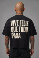 T-Shirt Vive Feliz Que Todo Pasa Black Cream