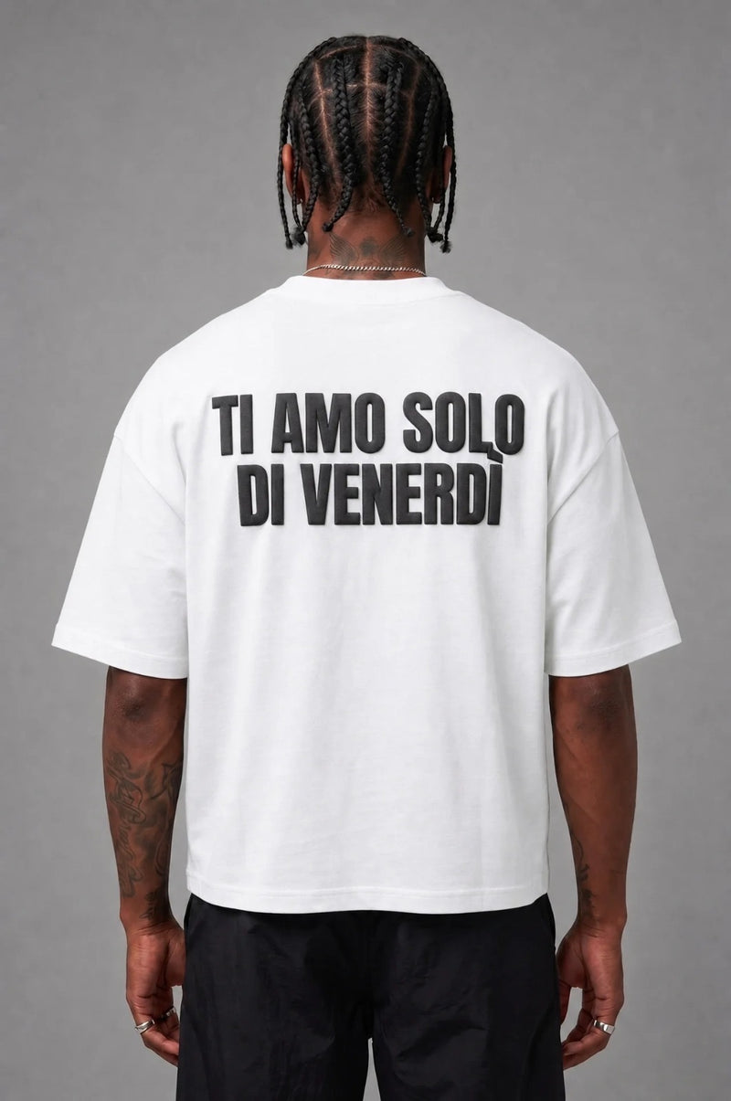 T-Shirt Ti Amo Solo Di Venerdi White Black