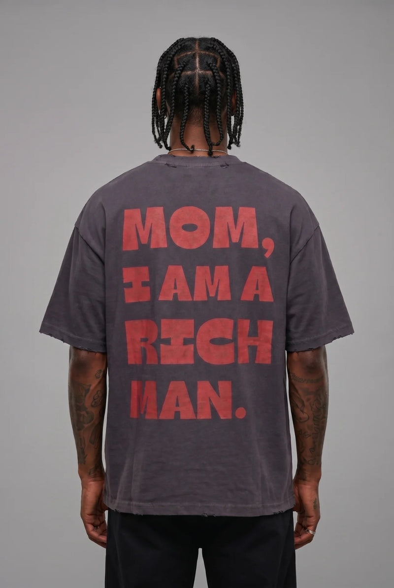 T-shirt Sfrangiata Rich Man Piombo
