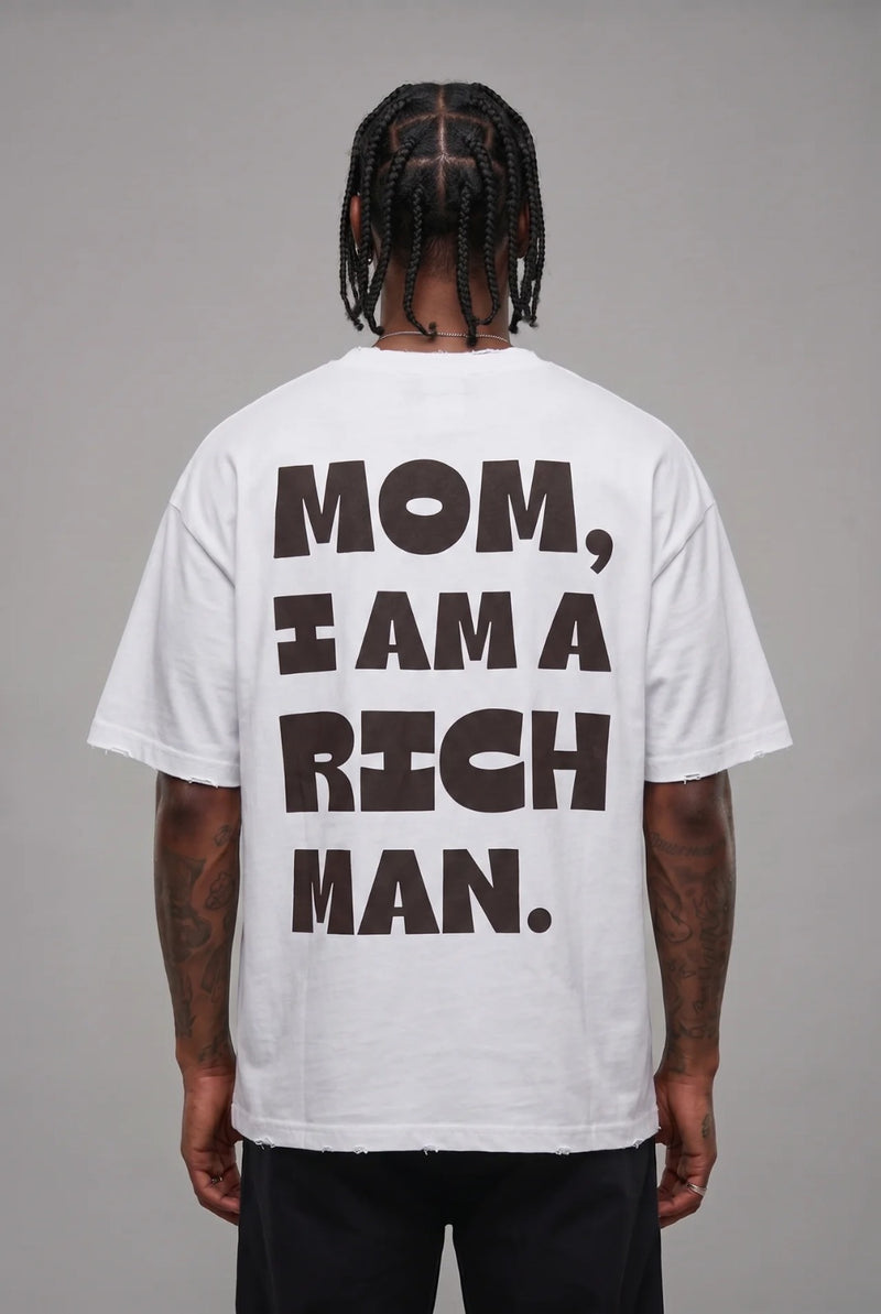 T-shirt Sfrangiata Rich Man White