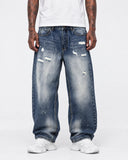 Jeans Strappato Paint Blu