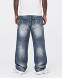Jeans Strappato Paint Blu