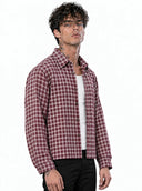 Camicia Cropped Quadri Borgogna