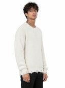 Maglione Girocollo Sfrangiato White