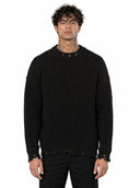 Maglione Girocollo Sfrangiato Black