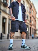 Completo Geolier Black 2 pezzi camicia + bermuda