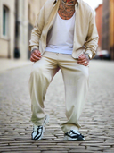 Completo Lino Rashford Beige 2 pezzi camicia + pantalone