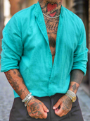 Camicia Lino  Dubai Water Green