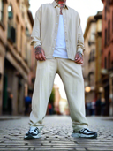 Completo Lino Rashford Beige 2 pezzi camicia + pantalone