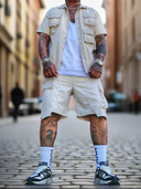 Completo Geolier Beige 2 pezzi camicia + bermuda