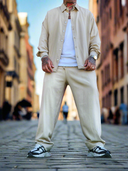 Completo Lino Rashford Beige 2 pezzi camicia + pantalone