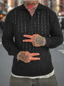 Polo Long Sleeve Traforata Black