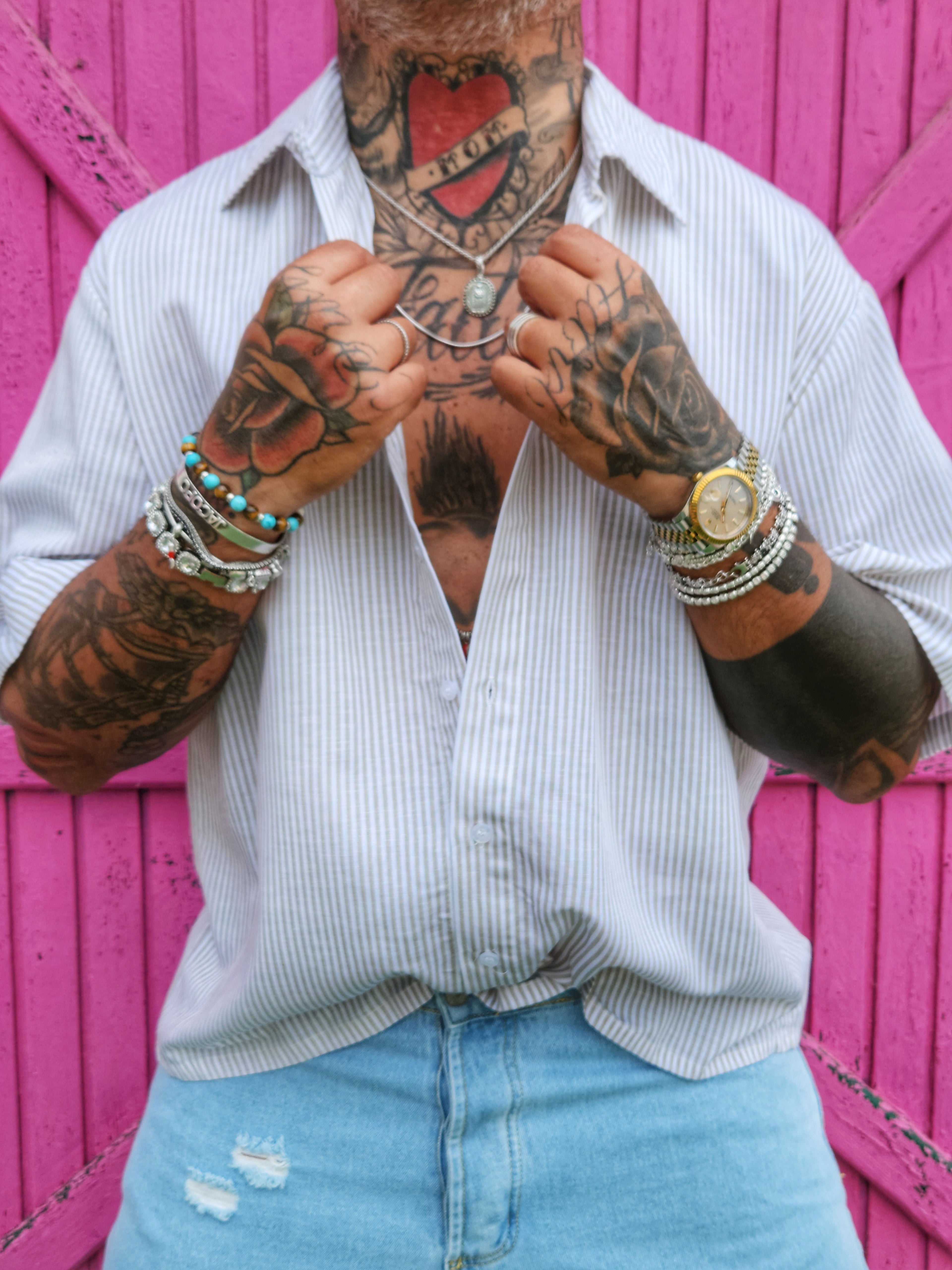 Camicia Mille Righe Beige