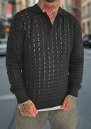 Polo Long Sleeve Traforata Black