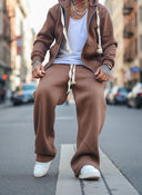 Completo Tuta Felpato Zip Cacao