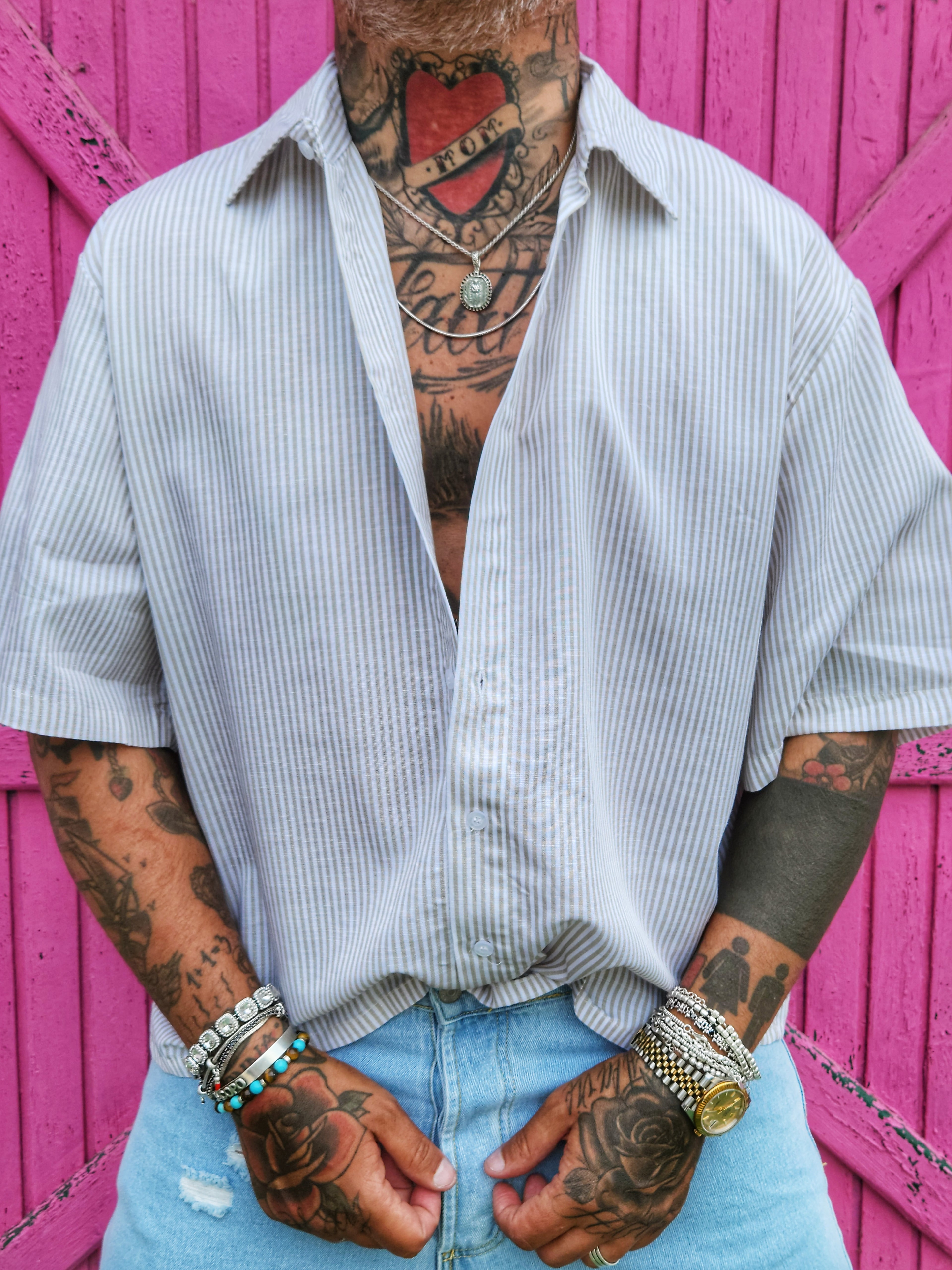 Camicia Mille Righe Beige
