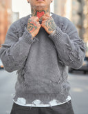 Maglione Cross Sfrangiato Dark Grey