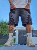 Bermuda Jeans Strappato Black