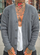 Cardigan Strappato Piombo