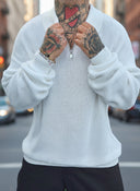 Maglione Polo Zip White