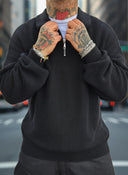 Maglione Polo Zip Black