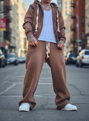 Completo Tuta Felpato Zip Cacao