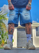 Bermuda Jeans Strappato Paint