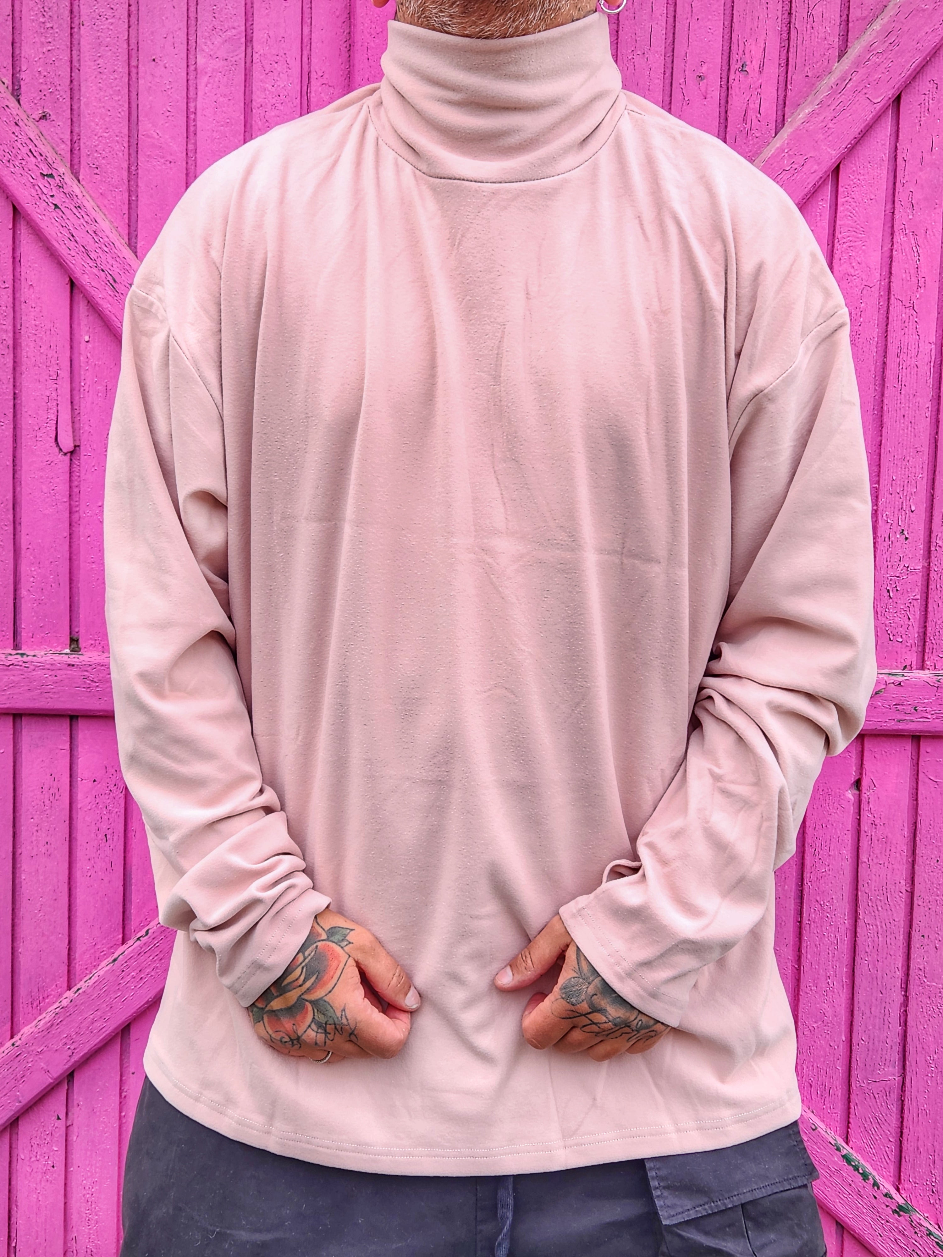 Felpone Collo Alto Rosa