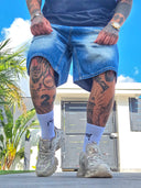 Bermuda Jeans Strappato Paint