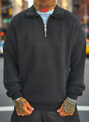 Maglione Polo Zip Black