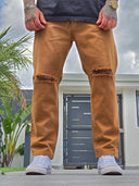Jeans Strappato Camel