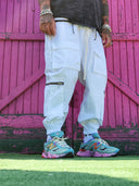 Pantalone Cargo Zip White