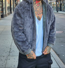 Giacca Pelliccia Double Face Cemento