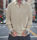 Maglione Polo Zip Beige