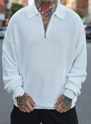 Maglione Polo Zip White